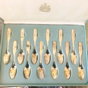 Set of Silver PlateProvincial Commemorative Spoons by Oneida, Boxed